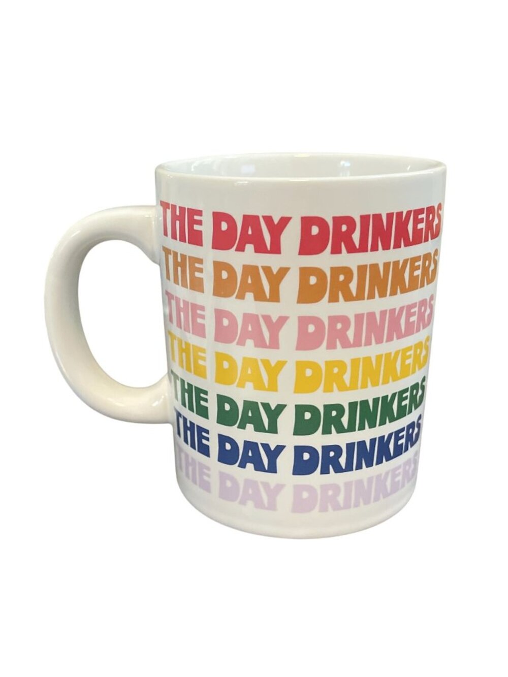 ban.do Day Drinkers Hot Stuff Ceramic Coffee Mug White Rainbow 11 Oz Funny Drink